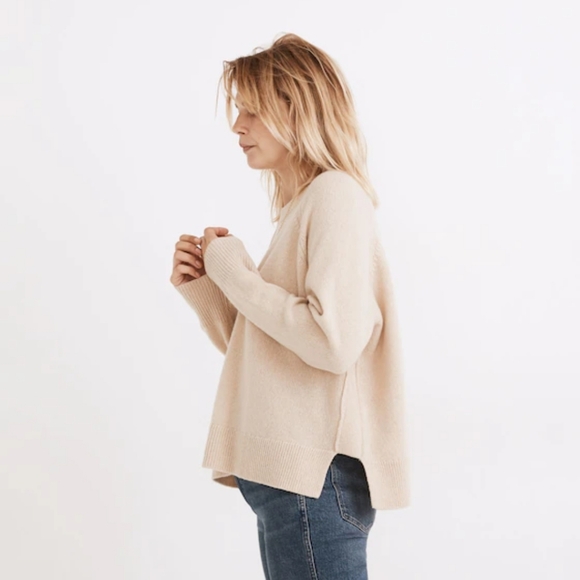 MADEWELL (Re)sourced Cashmere Crewneck Sweater In Heathered Beige. XS - Picture 3 of 15